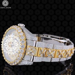 Montre de luxe pour homme Charm_Jewells avec diamants, 40 mm, analogique, mécanique, bracelet en acier inoxydable, fermoir pliant, verre cristal, étanche 10 bars - Product Image 2