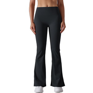Women High Waist <b>Bell</b> Bottom Yoga Pants | Solid Bootcut Flare Workout Leggings Full Length Anti-UV Four-Way Stretch - Product Image 2