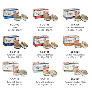 Nourriture pour chat en conserve Schesir en portion individuelle dans de la gelée/d'eau (boîte de 6 x 50g) Thon avec poulet - Product Image 1