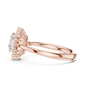 Bague de fiançailles en or rose avec halo de diamants ovales pour femme, bijoux de mariage élégants - Product Image 2