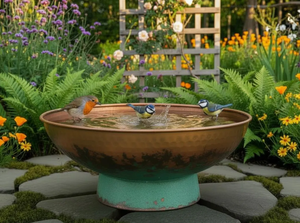 Baño para Pájaros Redondo de Metal, Cobre y Hierro, para Montar en Terraza, Spa para Pájaros, Cuenco para Baño de Aves - Product Image 2