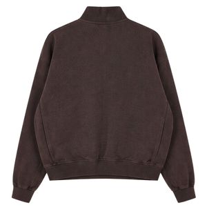 Ensemble veste et pantalon de jogging côtelés marron délavé à col montant zippé pour homme – Style décontracté en coton, streetwear et tenue de sport - Product Image 2