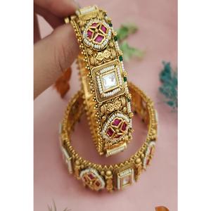 ชุดกำไลข้อมือสองชิ้นเคลือบทองคำขาวประดับมอสซาไนต์สไตล์วินเทจสุดหรูหราทันสมัยสำหรับผู้หญิงใส่ในงานแต่งงาน - Product Image 1