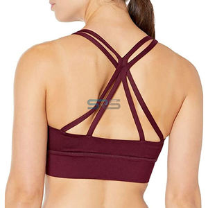 Sujetador deportivo a cuadros para mujer con logo frontal, soporte medio, transpirable, sin costuras, de secado rápido, ropa de fitness sostenible OEM (PayPal) - Product Image 2