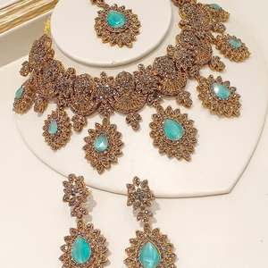 Luxury Silver Plated <b>Blue</b> Zircon Fashion Jewelry Set for Women Bridal Wedding <b>Necklace</b> Earrings Jewelry Collection Custom Colors - Product Image 5