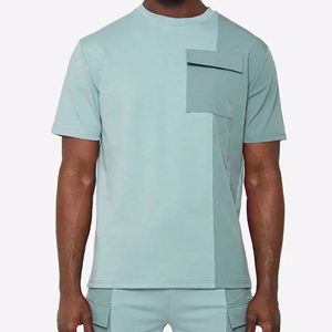 Conjunto de Verano para Hombre, Estilo Deportivo, Cuello Redondo, Diseño con Letras, Casual, Transpirable, 100% Algodón, Dos Piezas: Camiseta y Pantalones Cortos - Product Image 2