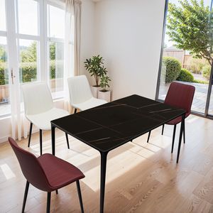 Tavolo da Pranzo da 63 Pollici con Piano in Pietra Sinterizzata/Marmo/Porcellana e Gambe in Lega di Alluminio per Cucina/Soggiorno, 6 Posti - Product Image 6