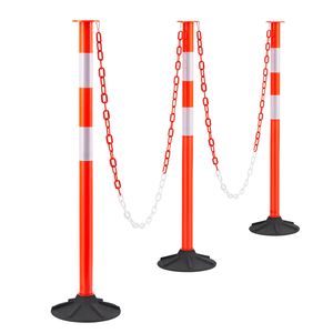 Set di 3 Coni Segnaletici Stradali Resistenti da 34 Pollici con Strisce Riflettenti, Catena e Base Pesante in HDPE - Product Image 1