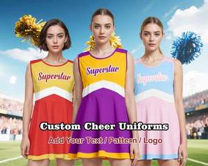 Ensemble d'uniformes de cheerleading personnalisés en dentelle et polyester pour femmes, imprimés par sublimation, sans manches, pour l'entraînement - Product Image 4