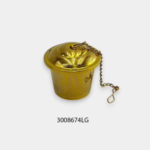 ที่กรองชาทองเหลืองพร้อมโซ่ ที่กรองชาโลหะขัดเงา สไตล์คลาสสิก 3008674LG - Product Image 1