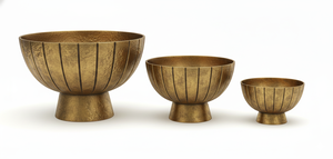Ensemble de 3 bols à pied cannelés en laiton vintage, emboîtables, écologiques, pour centre de table de fête - Product Image 2