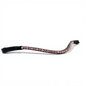 Artículos ecuestres para carreras de caballos, cristales decorativos, diamantes de imitación incrustados, forma curva, frenteira de cuero negro inglés para caballo. - Product Image 3