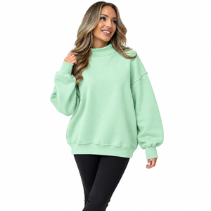 Sudadera Oversize de Cuello Alto para Mujer, Holgada, de Manga Larga, con Diseño de Hombros Caídos, Ropa Casual de Estilo Urbano - Product Image 3