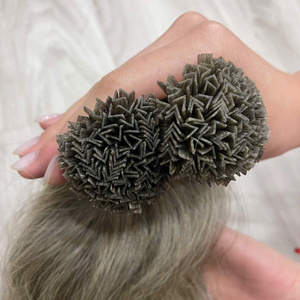 Extensiones de Cabello de Color Gris Claro con Punta de Queratina en Oferta, Sin Enredos, Sin Caída, Cabello Humano Vietnamita 100% - Product Image 1