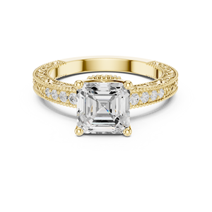 Classic 14k Solid Gold 2 CT Asscher Shape E VS1 Lab Grown Diamond IGI Certificate Women Engagement Wedding Ring - Product Image 1
