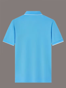 Men's White Short Sleeve for Shirt Polyester/Cotton Jersey Fabric Breathable Casual Design Front Logo Digital Printed Knitted - Product Image 3