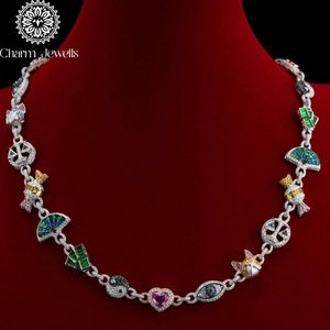 Charm_Jewells Unisex 14K Gold Plated 925 Silver Moissanite <b>Statement</b> <b>Necklace</b> Letter Design Claw Setting IGI Certified Luxury - Product Image 1