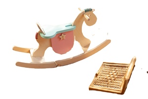 [Maker's Hands] <b>Wooden</b> Rocking Horse <b>Ride</b>-<b>On</b> Toy for Toddlers & Kids-Educational Khaki Multifunctional Unisex - Product Image 4