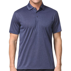 เสื้อโปโลผู้ชายแขนสั้นผ้าถักสีพื้นลำลองทรงปกติสีน้ำเงิน - Product Image 6