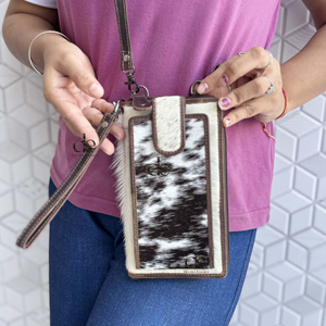 Sac à main pour téléphone en cuir de vachette véritable avec fourrure, nouveau sac bandoulière de créateur, petite taille, pochette de poignet, sac bandoulière - Product Image 1