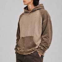 Dernier prix – Sweat à capuche léger pour homme, manches longues, 100 % coton, effet vieilli, avec patchs brodés personnalisés, coupe oversize, en promotion