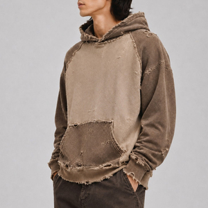 Último Precio Sudadera Ligera de Manga Larga para Hombre, 100% Algodón, Estilo Desgastado, con Parches Bordados Personalizados, Lavada, Oversize, en Oferta - Product Image 6
