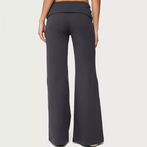 <b>Men</b> High Waist Wide Leg Pants <b>Elastic</b> Waist Knitted Breathable Casual Flared <b>Trousers</b> Summer Lightweight Spandex Nylon - Product Image 1