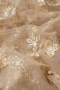 Premium Wave Pattern Embroidered Sequin Mesh Fabric Heavy Weight Metallic Lace Textile for Bridal and Fashion Dresses - Product Image 4