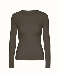 T-shirt côtelé à manches longues pour femme 100% coton de haute qualité respirant décontracté vêtements pour femme logo personnalisé - Product Image 6