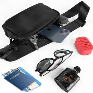 Roziv <b>Sports</b> Unisex PU Crossbody <b>Bag</b> with Zipper Closure Waterproof Black Color-Daily Use & <b>Outdoor</b> Travel - Product Image 5