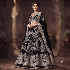 Lehenga Choli de Lujo con Bordado Intenso en Dorado Mostaza y Trabajo Zari para Novias, Ideal para Bodas y Fiestas - Product Image 2