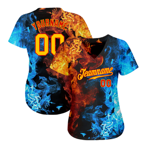 Maillot de baseball personnalisé Fire Ice pour homme, sublimation, manches courtes, boutons intégraux, motif graphique sur toute la surface, maillot d'équipe personnalisé - Product Image 1