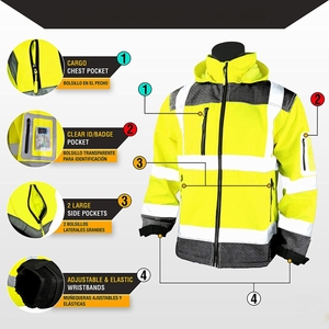 Veste de travail de sécurité haut de gamme, haute visibilité, réfléchissante, fabrication OEM personnalisée, imperméable, veste industrielle pour l'extérieur - Product Image 5