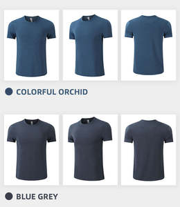 Camiseta Gris Sólida para Hombre, Cuello Redondo, Ajustada, Manga Corta, Transpirable, Informal, para Verano - Product Image 2