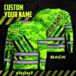Custom Flag High Visibility Shirt Custom Name Reflective Safety Workwear <b>Runners</b> Walkers Sublimation Print Safety Shirts - Product Image 4