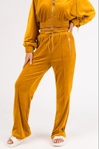 Ensemble de survêtement en velours pour femme, automne-hiver, manches longues, pantalon de survêtement jaune avec fermeture éclair, jogging en velours pour femme, vente en gros - Product Image 6