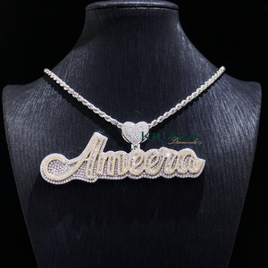 Hip Hop Lab Grown Diamond <b>Name</b> Pendant 18K Gold Plated 925 Silver Round Brilliant Cut Unisex Luxury Jewelry - Product Image 2