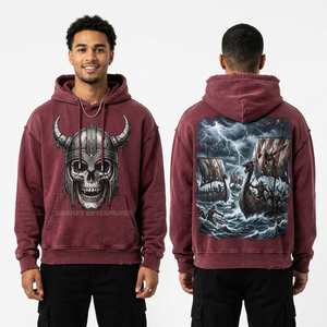 เสื้อฮู้ดดี้สีส้มแบบวินเทจลายกราฟิกซอมบี้ไล่กา สไตล์สตรีทแวร์ สำหรับผู้ชาย ผลิตจากโรงงาน - Product Image 4