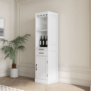 Mobile Bar Modulare per Vini in Colore Bianco con Vetrina Buffet e Credenza per Stoviglie per Sala da Pranzo - Product Image 3