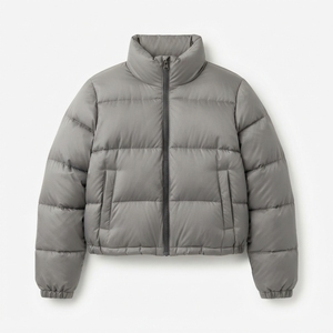Chaqueta Corta Acolchada de Invierno para Mujer con Logotipo Personalizado, Cuello Alto, Color Sólido, Estilo Casual - Product Image 4