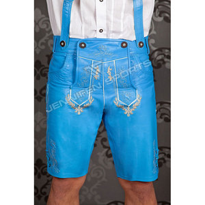 Lederhosen Bávaros para Hombre, de Cuero Genuino de Vaca, para el Oktoberfest, Cintura Alta, Cierre de Botones, Color Sólido, Ecológicos, Transpirables - Product Image 2
