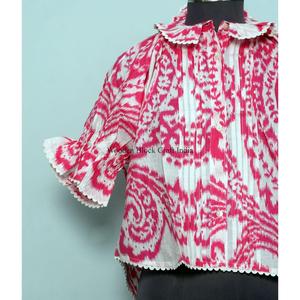 เสื้อผ้าฝ้ายแท้ 100% ทรงแฟลร์ รักษ์โลก เหมาะสำหรับสาวออฟฟิศ สไตล์ลำลอง แขนสั้น คอทรงโอ พิมพ์ลายดอกไม้ วินเทจ โรแมนติก ทรงพอดีตัว - Product Image 2