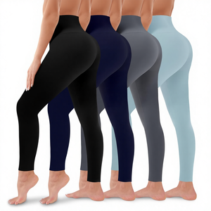 Leggings Deportivos de Cintura Alta para Mujer, Control de Abdomen, Color Negro Sólido, Largos, para Yoga - Product Image 6