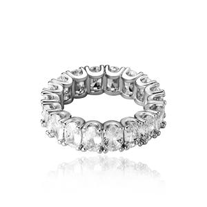 Luxury Emerald Cut <b>Crystal</b> Eternity Band <b>Rings</b> 925 Silver Plated Channel Setting Unisex Wedding Jewelry From India - Product Image 6