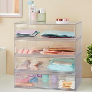 Ensemble de tiroirs empilables en plastique transparent STAX, tiroirs ouverts de 2 à 12,5 pouces de large pour organiser le bureau, organiseurs de tiroirs de bureau - Product Image 4