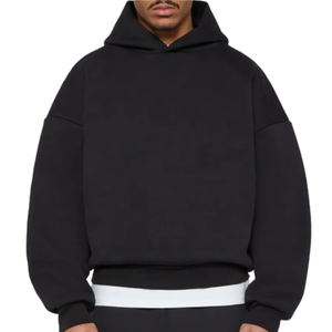 High Quality <b>Black</b> 100% Cotton <b>Fleece</b> Oversized Winters Hoodies Custom Printed Embroidered Streetwear Quick Dry Men - Product Image 1