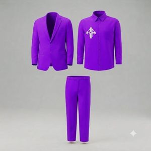 Traje de Pantalón y Chaqueta de Terciopelo Estilo Italiano para Hombre, Antiarrugas, Transpirable, Cierre de Botones, Diseño Plano Frontal, Viscosa/Poliéster - Product Image 1