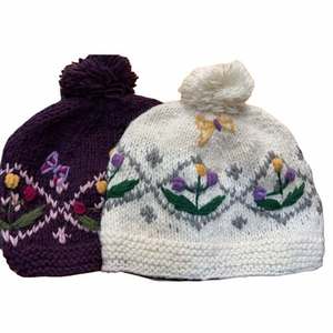 Custom-Size Winter Knitted <b>Hat</b> 100% Wool for Adults Unisex Embroidered winter <b>Cap</b> - Product Image 2