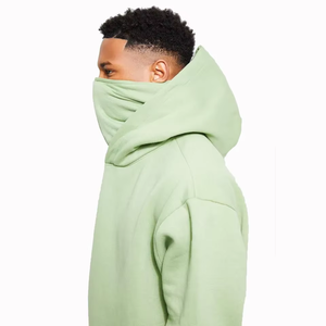 Sudadera con Capucha Extra Grande para Hombre con Máscara Facial, Sudadera Informal de Forro Polar de Color Sólido, Sudaderas Verdes - Product Image 4