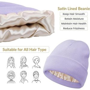Purple <b>Satin</b> <b>Lined</b> Kirby <b>Beanie</b> Fashion Hairband Accessory - Product Image 1